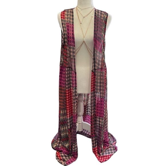 Anthropology sans souci bohemian cardigan duster sheer size large - Picture 1 of 10